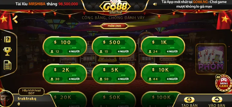 Phỏm Tại Go88 Trải Nghiệm Đỉnh Cao Với Hệ Thống Đấu Trường Chuyên Nghiệp Nhất